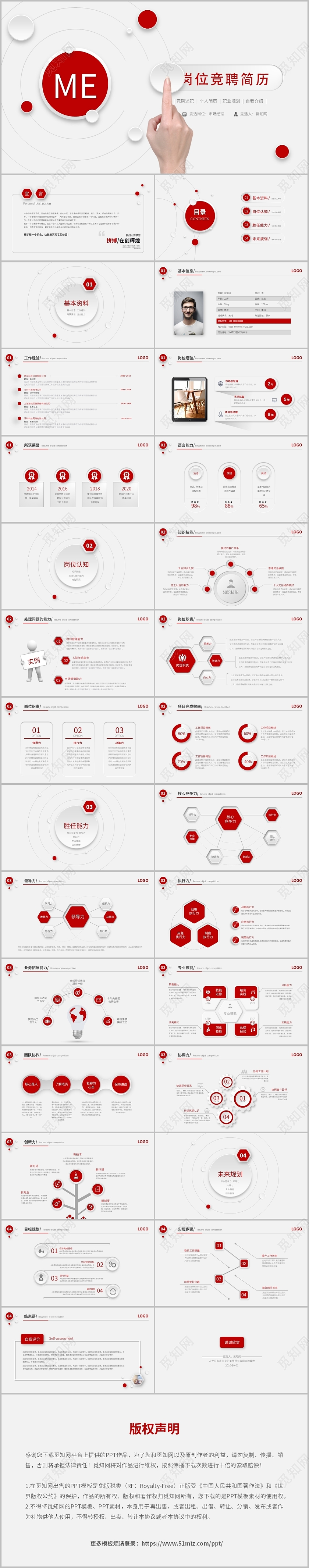 大气简约微粒体职场岗位竞聘个人简历ppt模板
