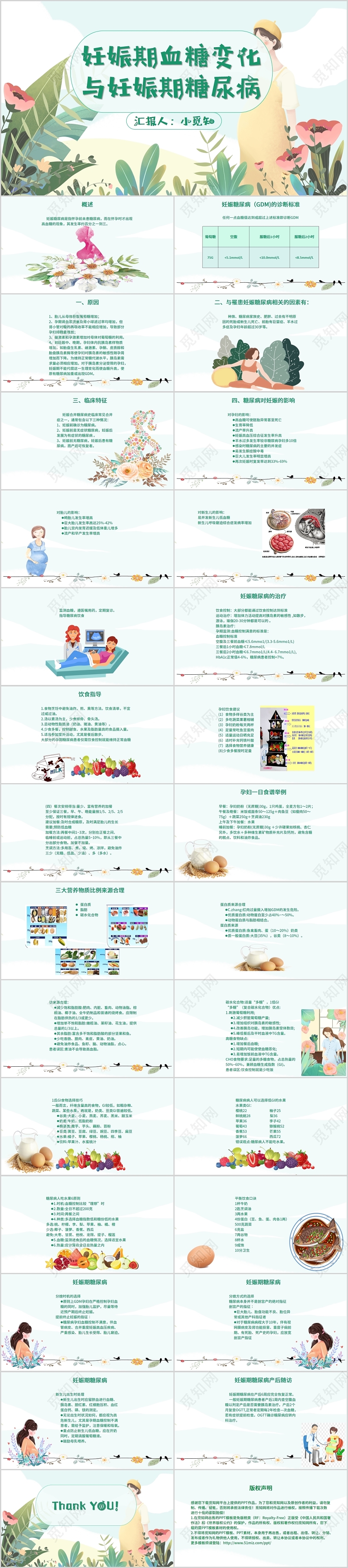 绿色简约风妊娠期血糖变化与妊娠期糖尿病医院教育课件PPT模板妊娠期糖尿病护理查房