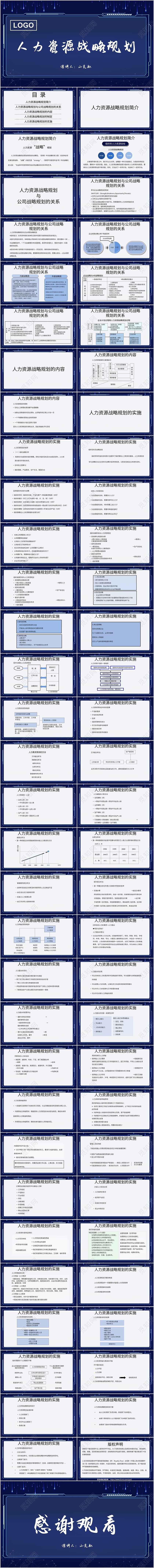 蓝色商务风工作总结人力资源战略规划PPT模板人力资源规划ppt