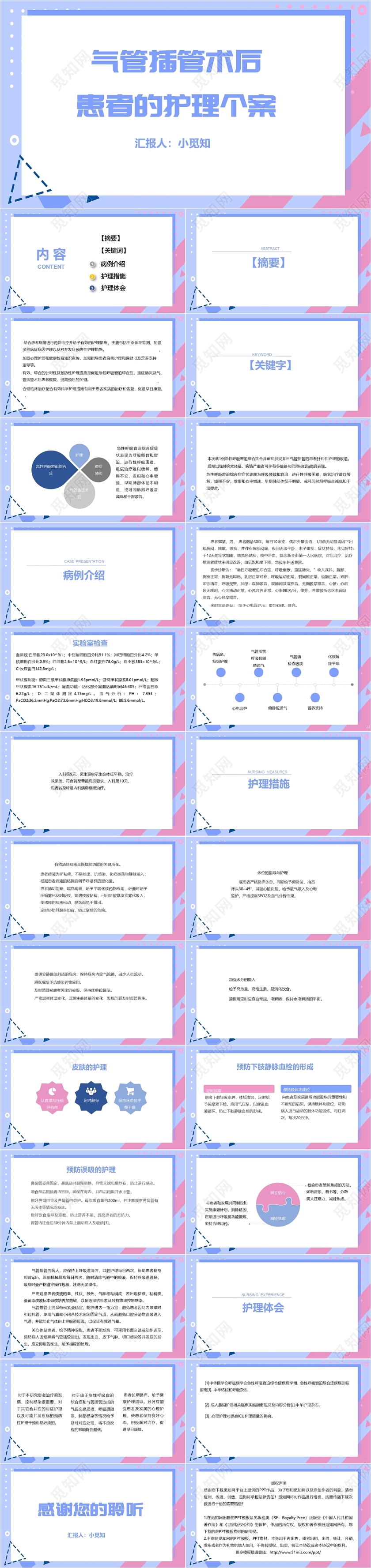 紫色简约风气管插管术后患者的护理个案气管插管的护理PPT模板气管插管的护理ppt