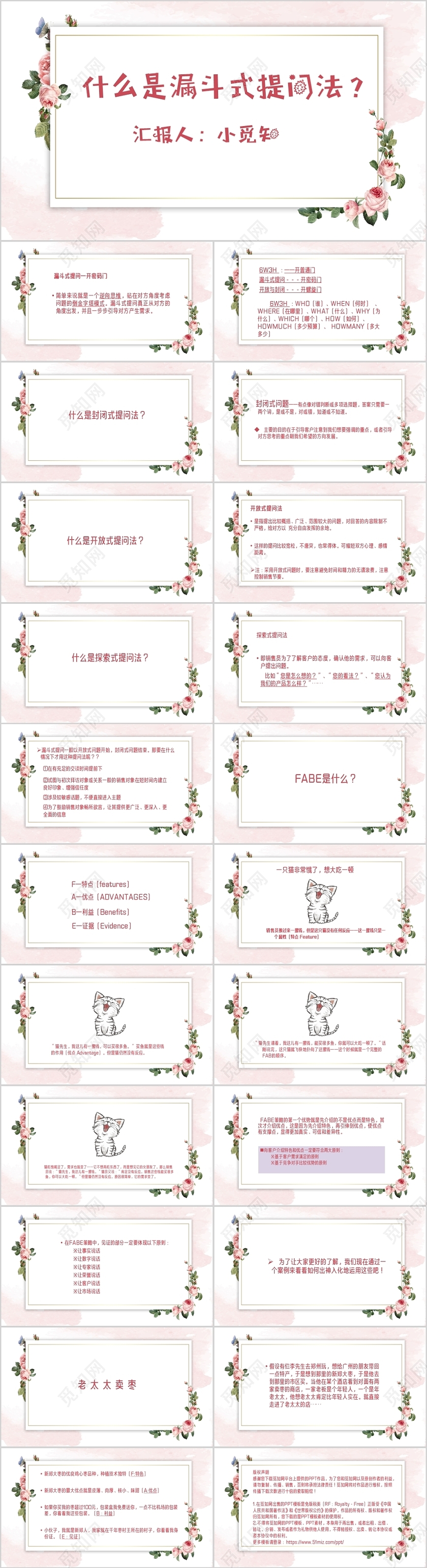 粉色系提问PPT模板