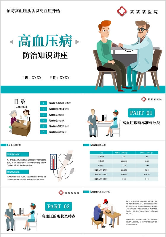 简约高血压病防治知识讲座PPT模板