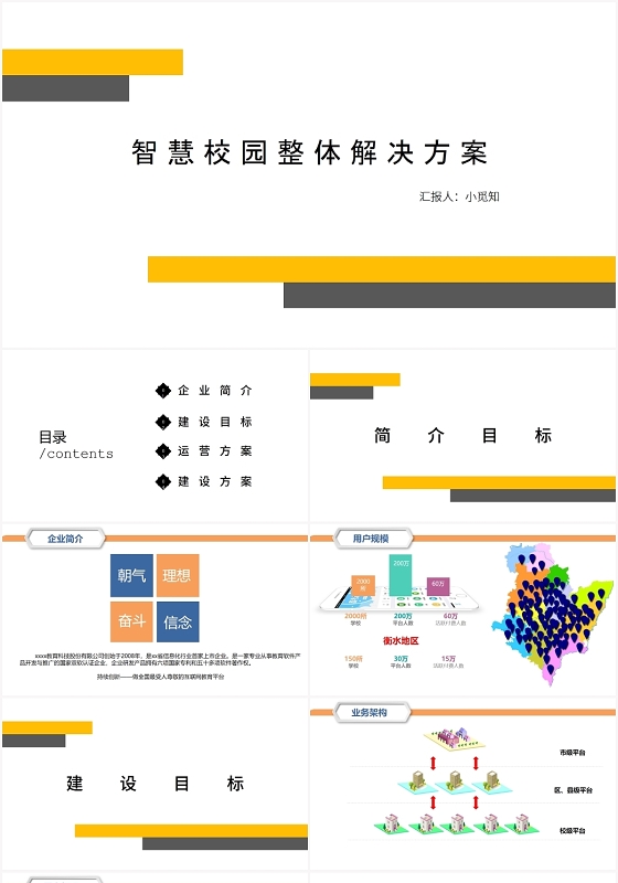黄色商务智慧校园智慧校园PPT模板