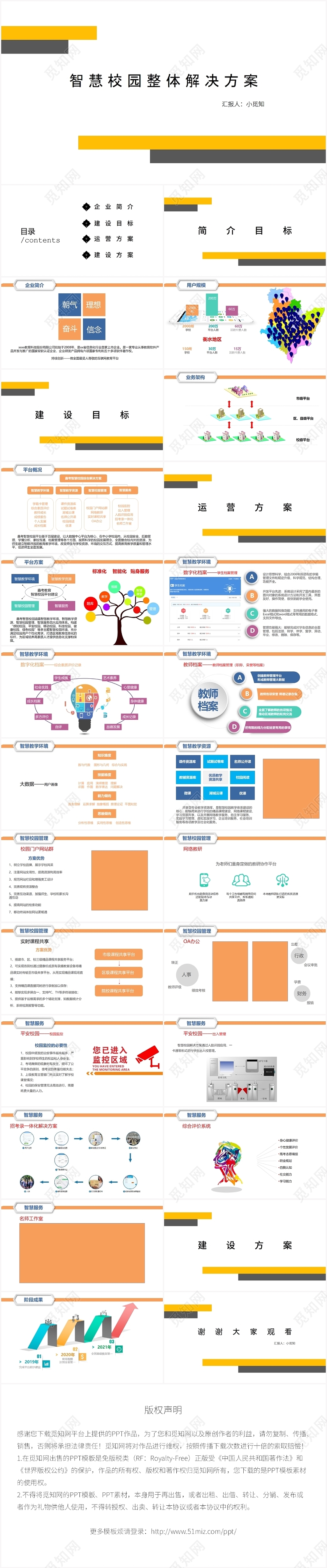 黄色商务智慧校园智慧校园PPT模板