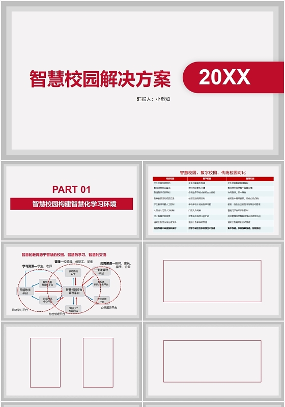 红色商务智慧校园智慧校园PPT模板