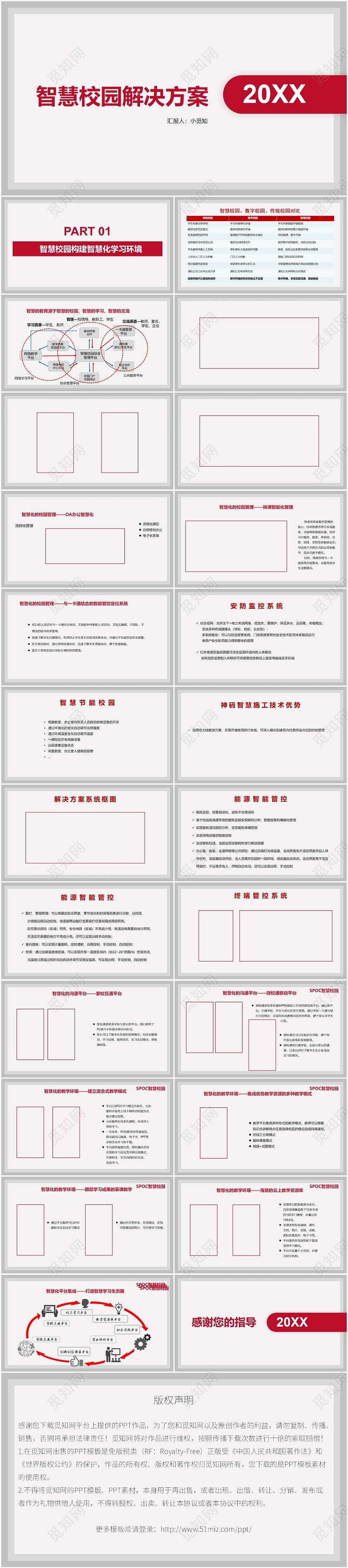 红色商务智慧校园智慧校园PPT模板