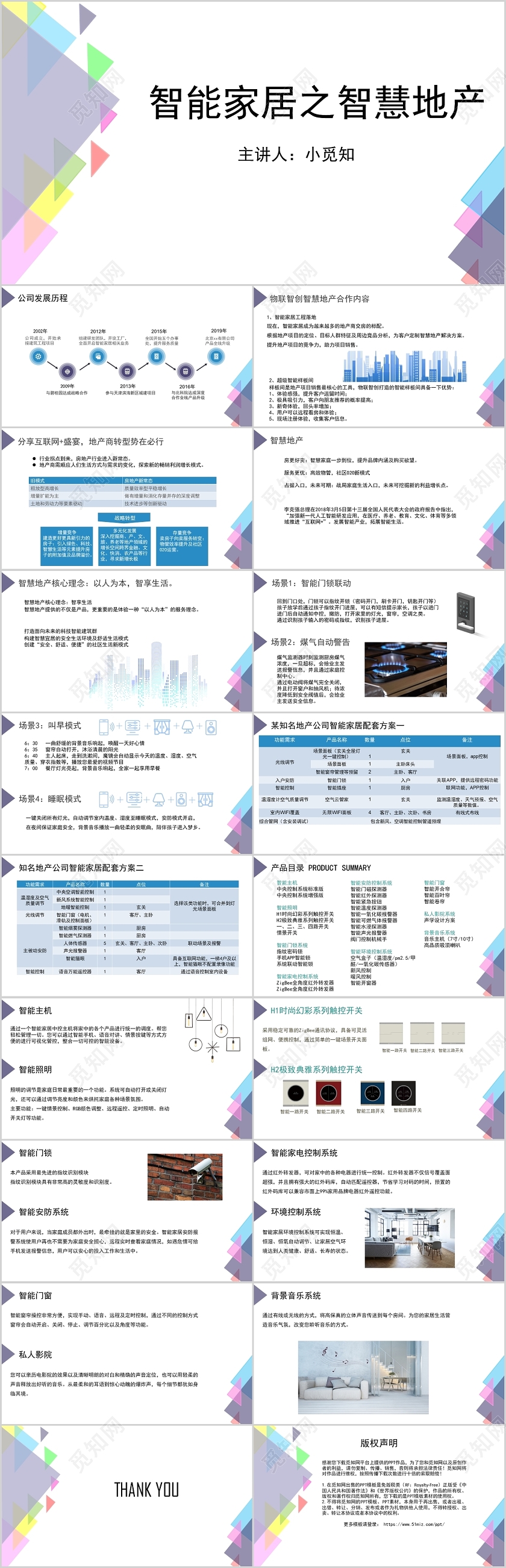 蓝紫色简洁风智慧家居之指挥地产PPT模板智能家居ppt