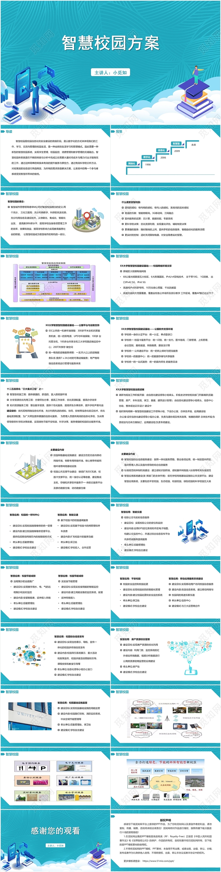 蓝色商务风智慧校园智慧校园方案PPT模板智慧校园PPT