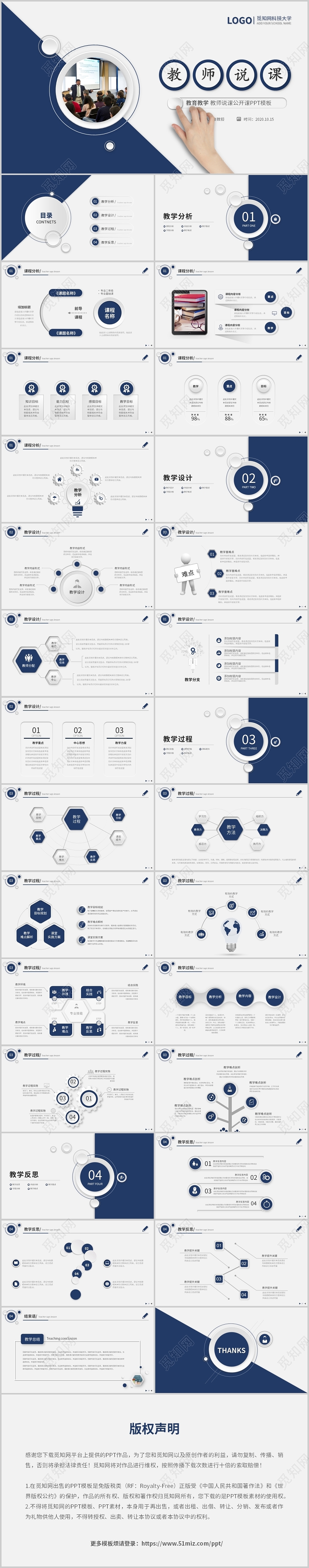 大气蓝色微粒体教师说课教学公开课教学设计教育ppt模板
