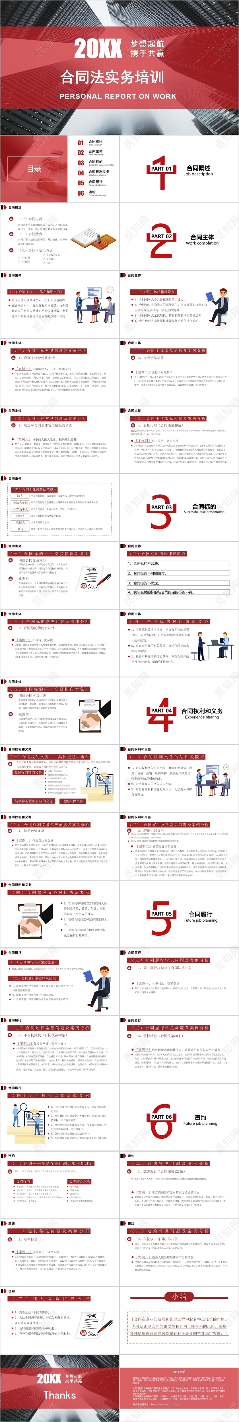 红色商务大气合同法权利与义务商务通用动态PPT模板