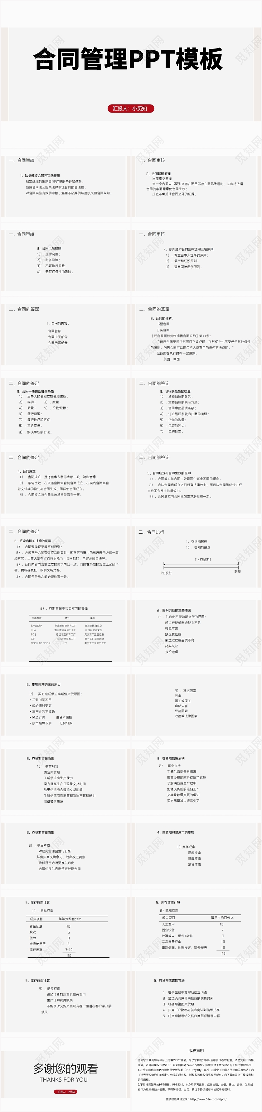 灰色简约风合同管理合同管理PPT模板