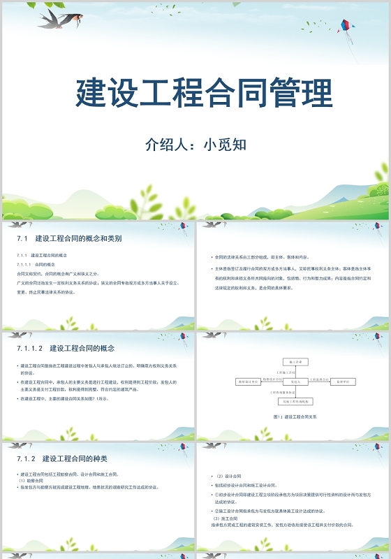 白色清新合同管理建设工程合同管理PPT模板