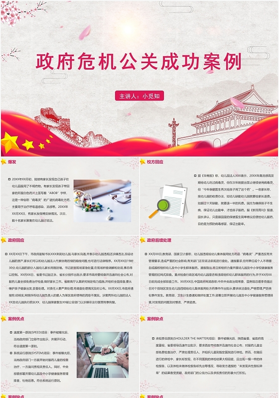 红色中国风危机公关政府危机公关成功案例PPT模板危机公关ppt