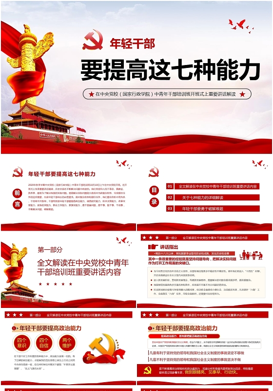 党课年轻干部要具备的七种能力ppt模板