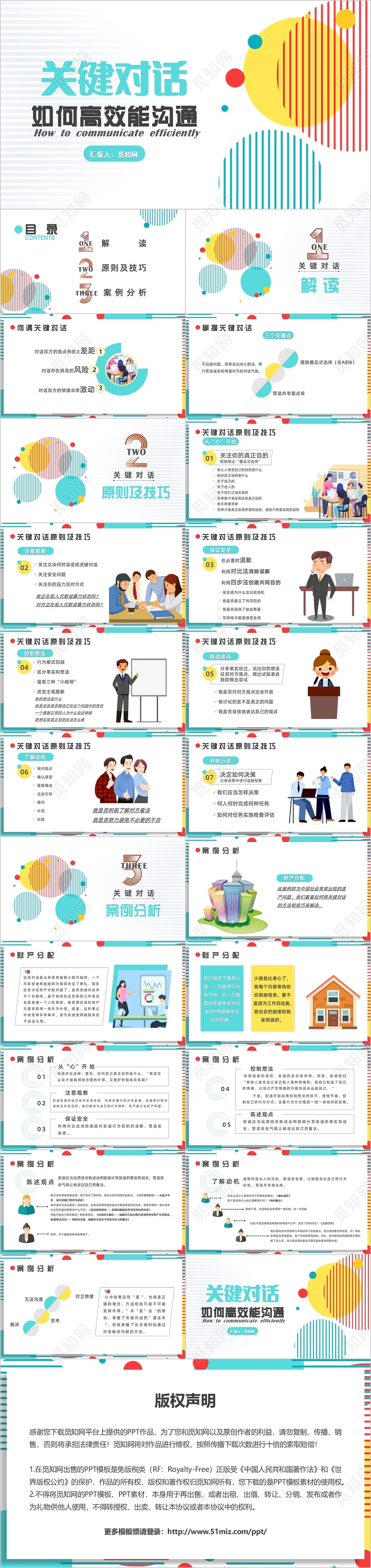 卡通商务风如何高效能沟通之关键对话团队管理企业培训PPT模板