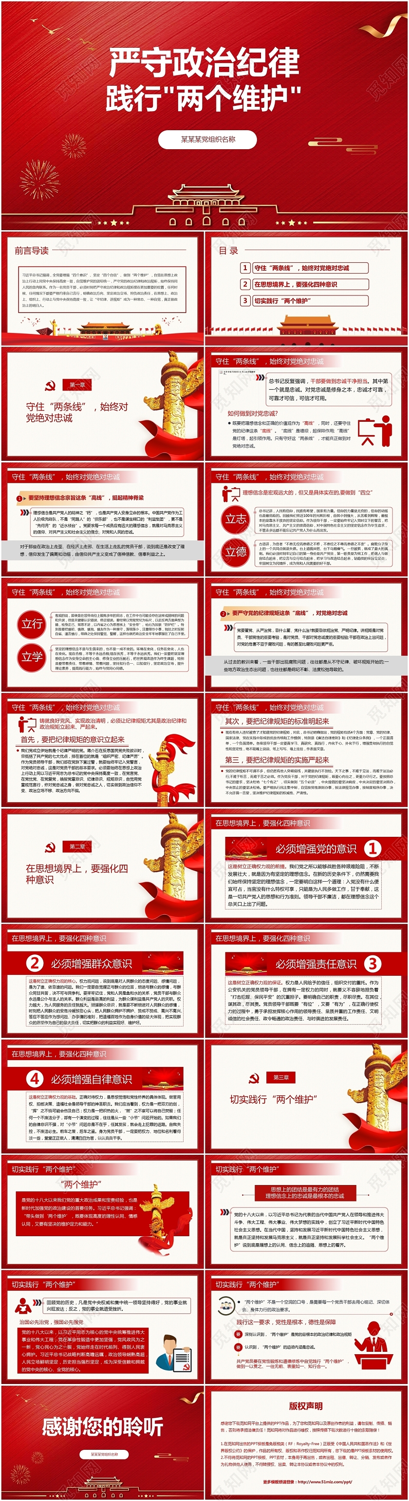 红色微党课严守政治纪律践行两个维护学习解读ppt