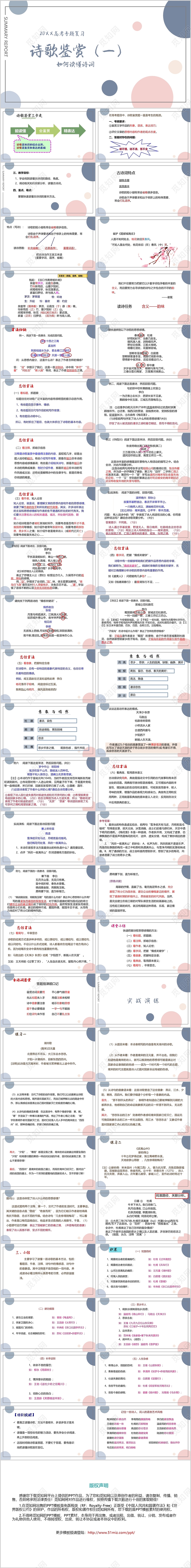 蓝粉圆圈淡雅风古诗词古诗词赏析课件PPT模板古诗词赏析ppt