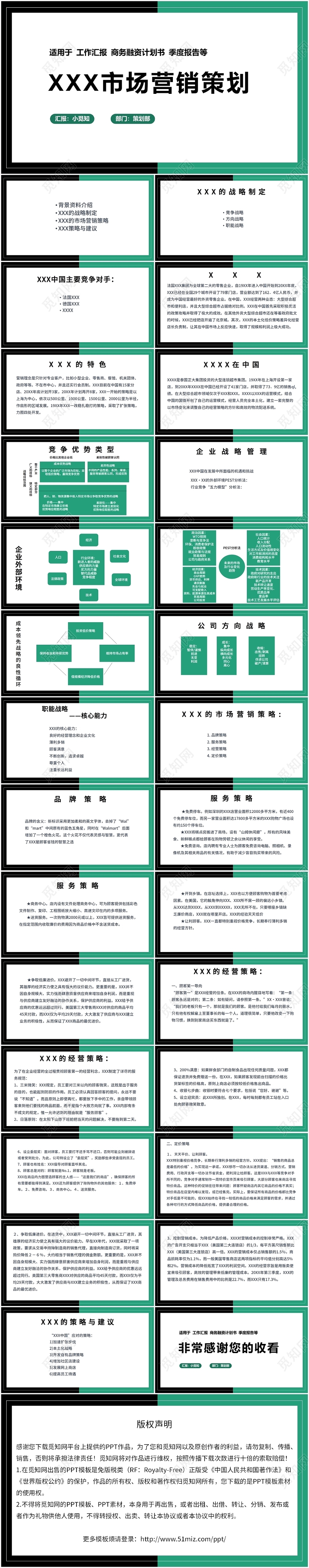 绿色简约风市场营销XXX市场营销策划PPT模板市场营销ppt