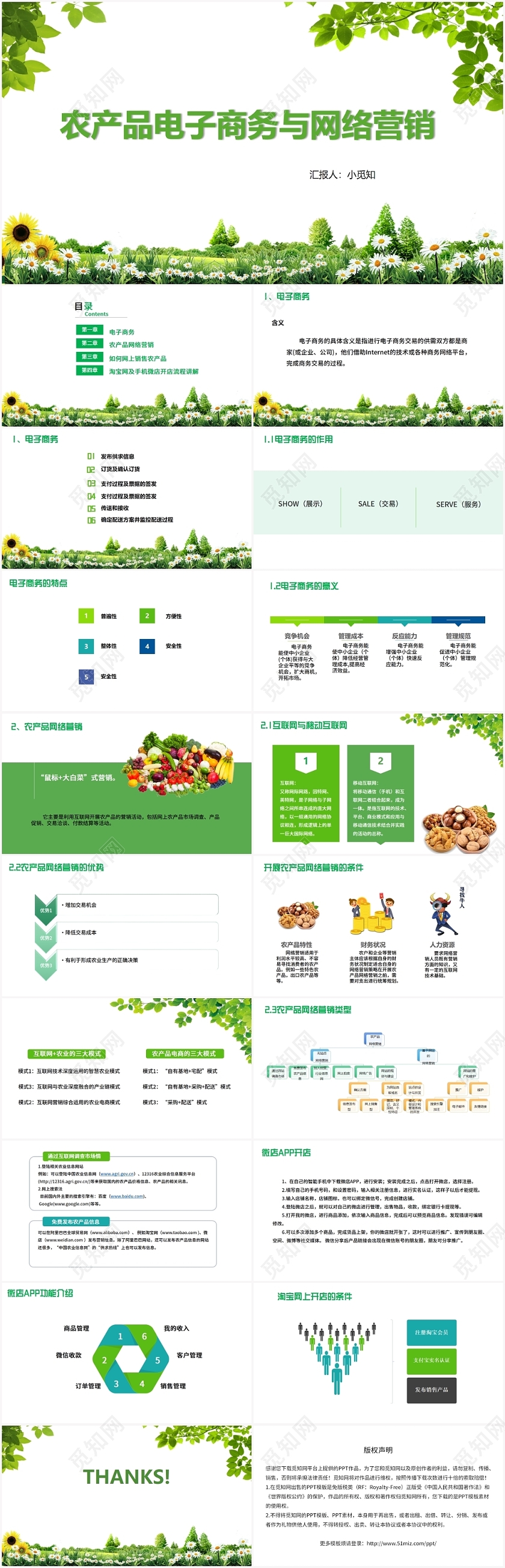 绿色简约风网络营销农产品电子商务与网络营销PPT模板网络营销ppt课件