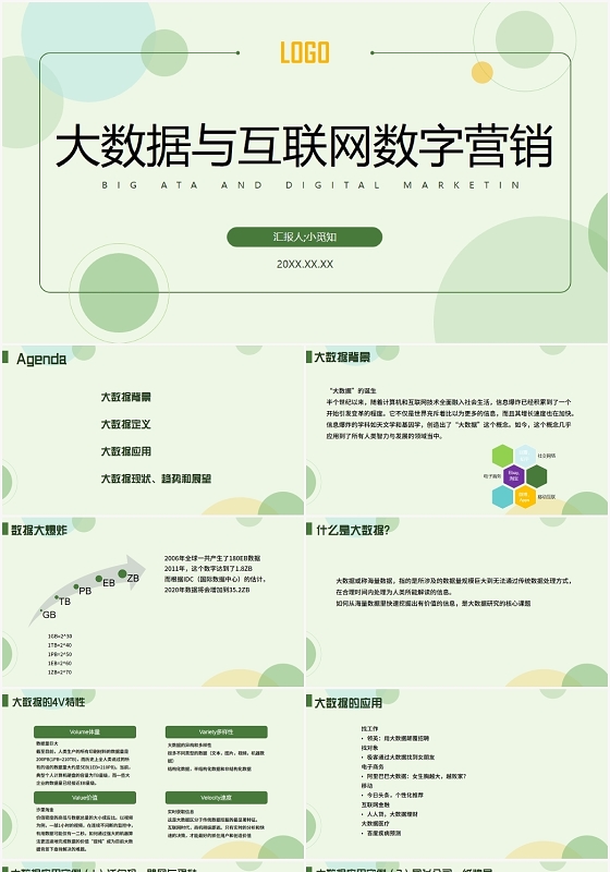 绿色简约风网络营销大数据与互联网数字营销PPT模板网络营销ppt课件