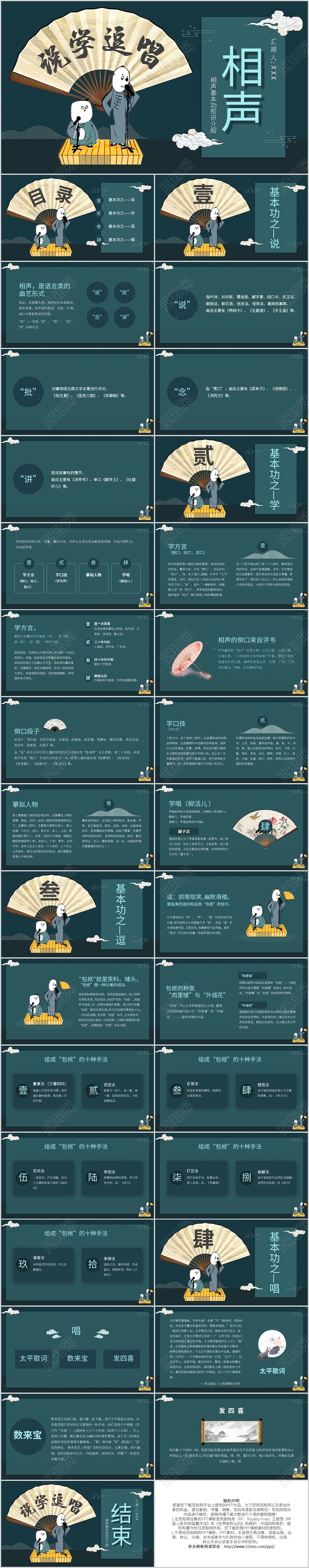 相声基本功知识介绍PPT模板宣传PPT动态PPT相声ppt