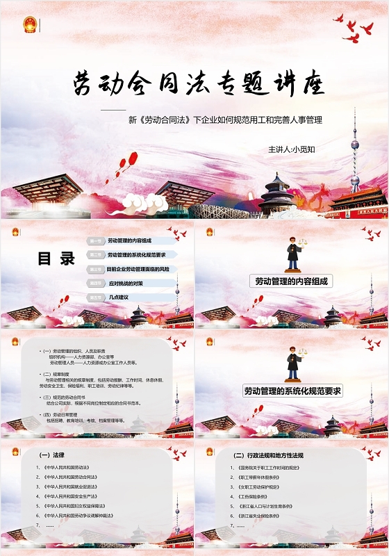 经典劳动合同法PPT模板劳动合同法ppt