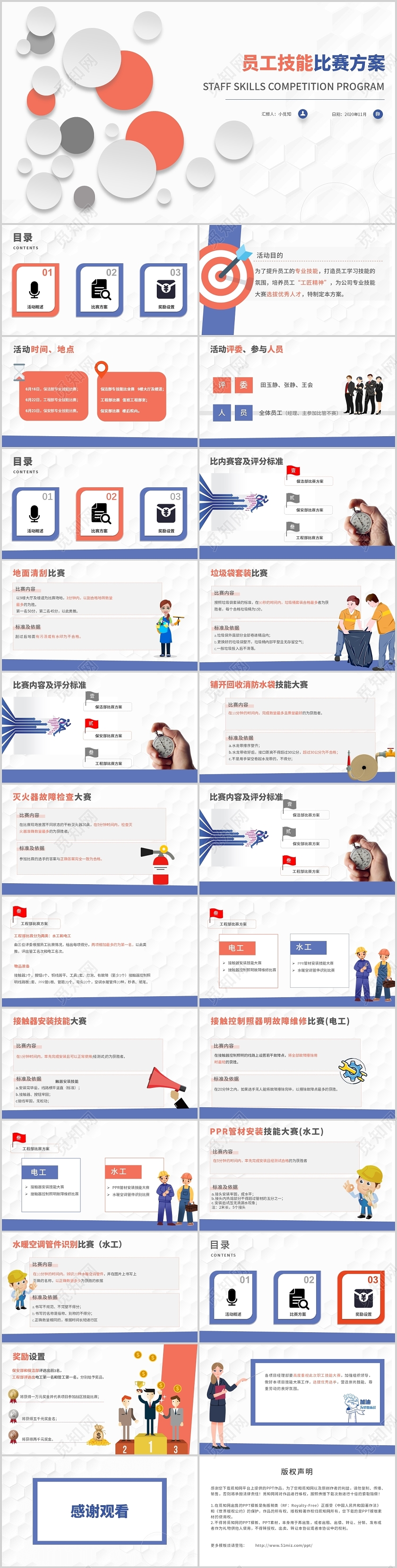 几何风线粒体员工技能比赛员工竞赛 PPT模板