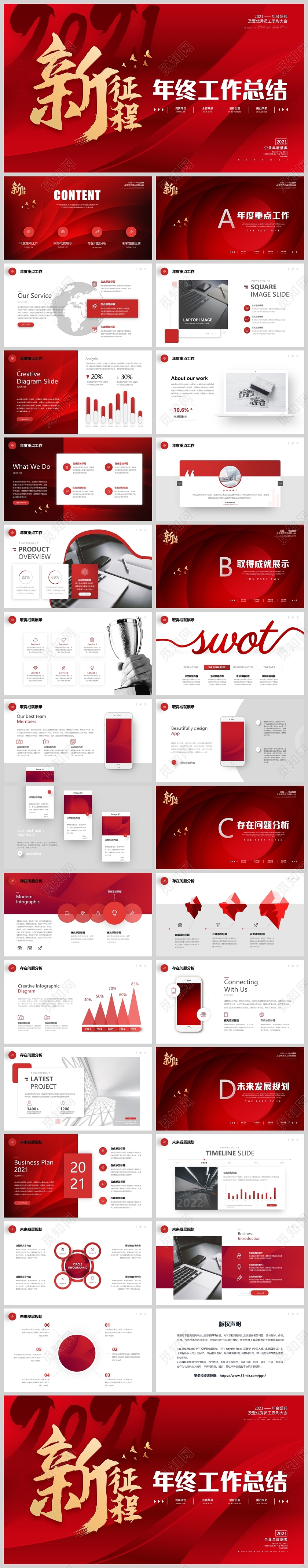 红金2021年新征程公司年终工作总结企业年度工作报告PPT