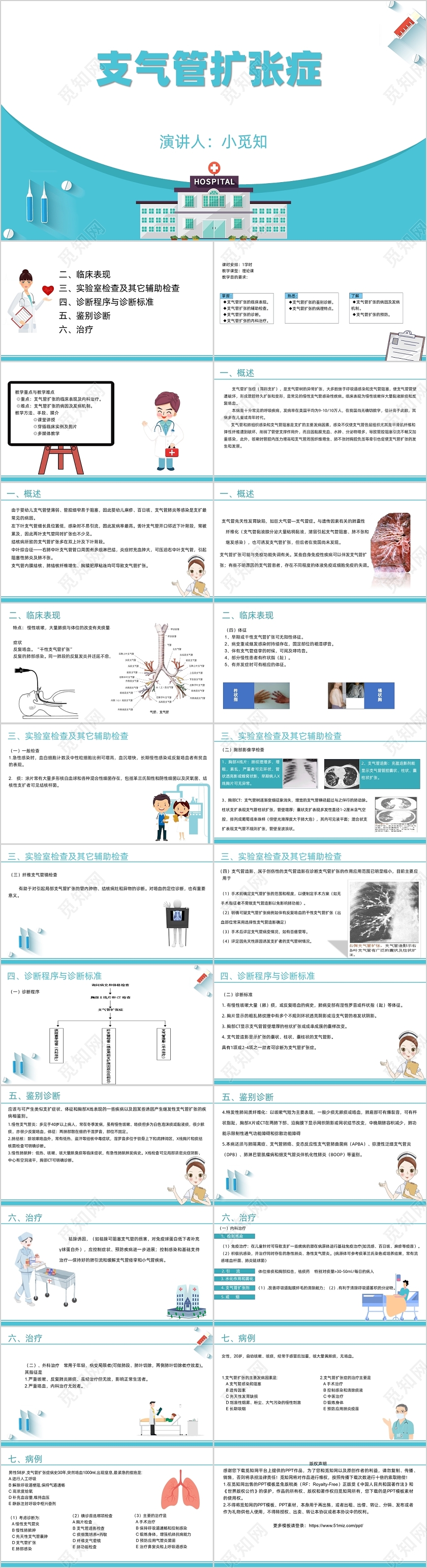 蓝色医疗清新风支气管扩张症医学PPT模板支气管扩张ppt