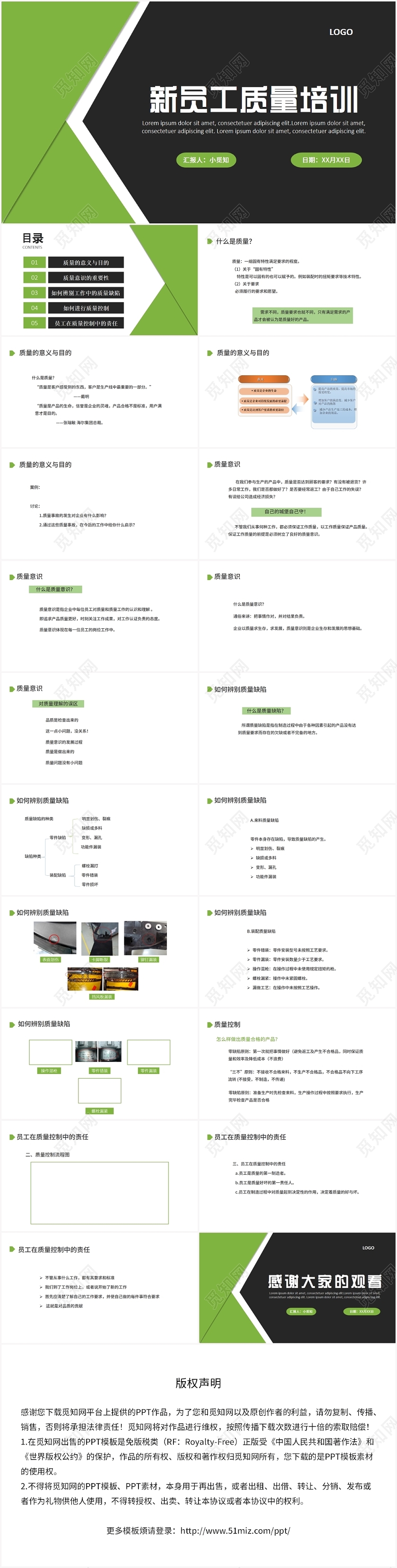 绿色商务风质量培训新员工质量培训PPT模板质量培训ppt课件