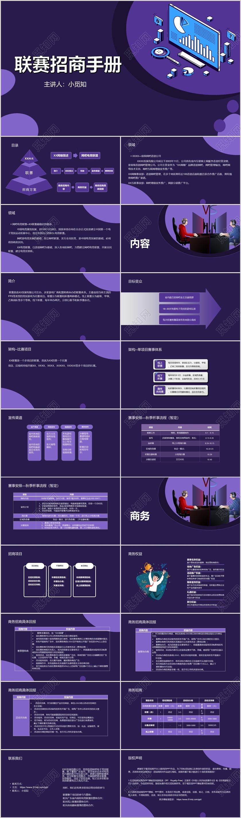 深蓝色商务极简风电竞联赛招商手册PPT模板电竞ppt