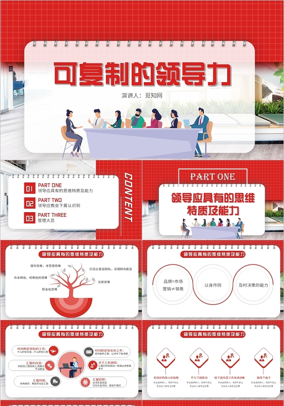 创意卡通商务风可复制的领导力企业培训PPT模板
