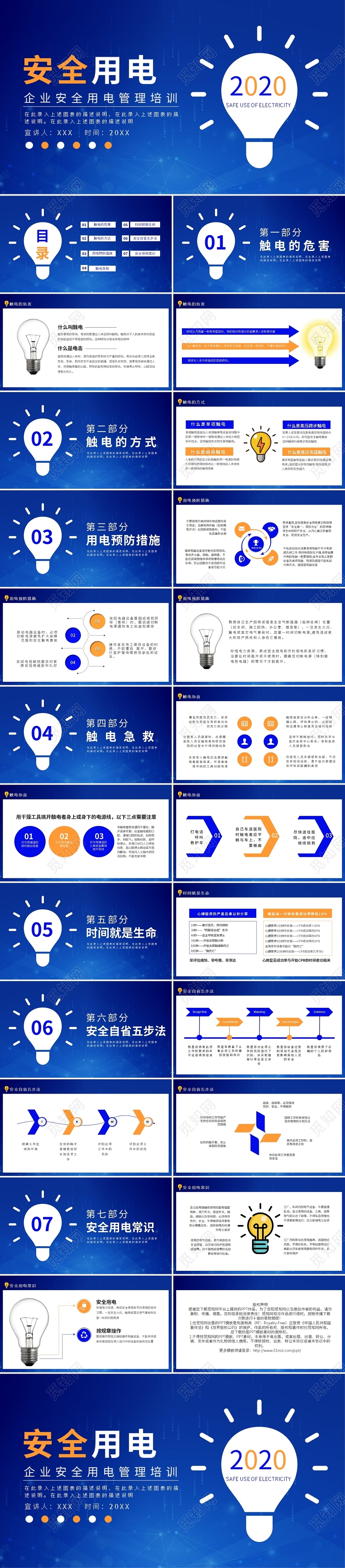 蓝色企业安全用电管理培训动态PPT模板宣传PPT动态PPT用电安全