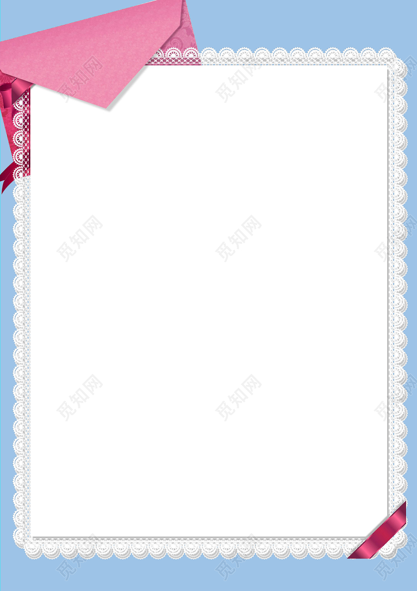 粉蓝简约清新信封信纸word文档模板