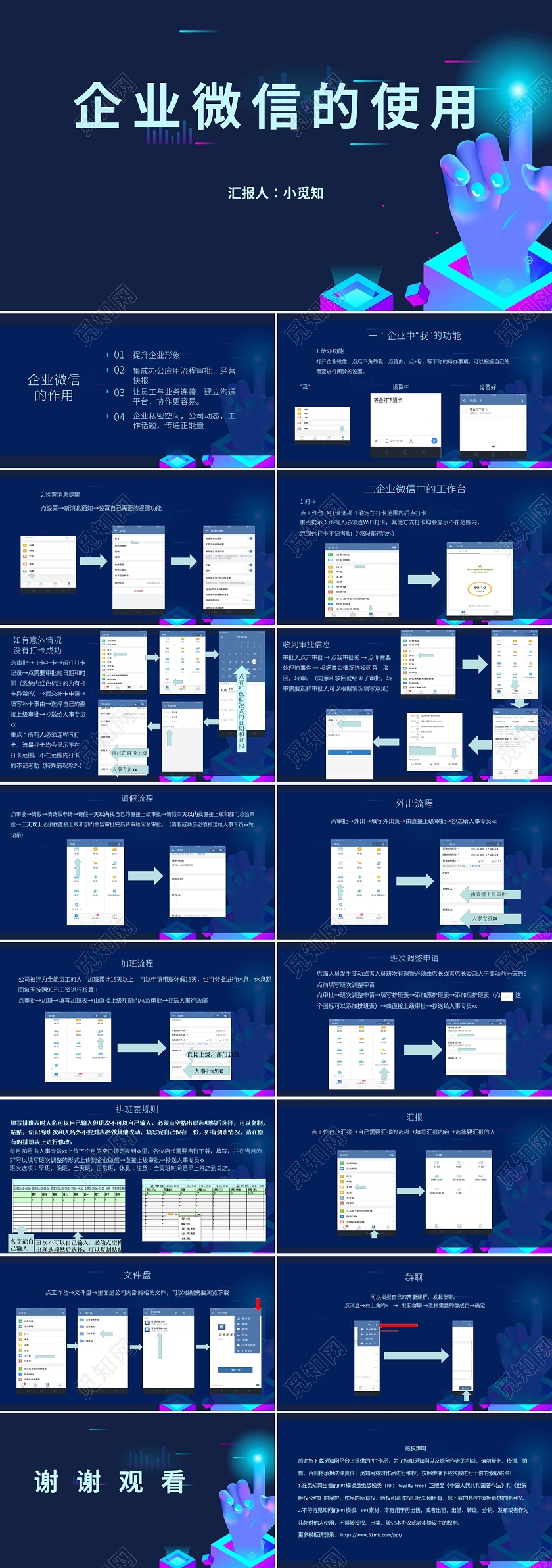 蓝色科技风企业微信的使用PPT模板企业微信使用手册ppt