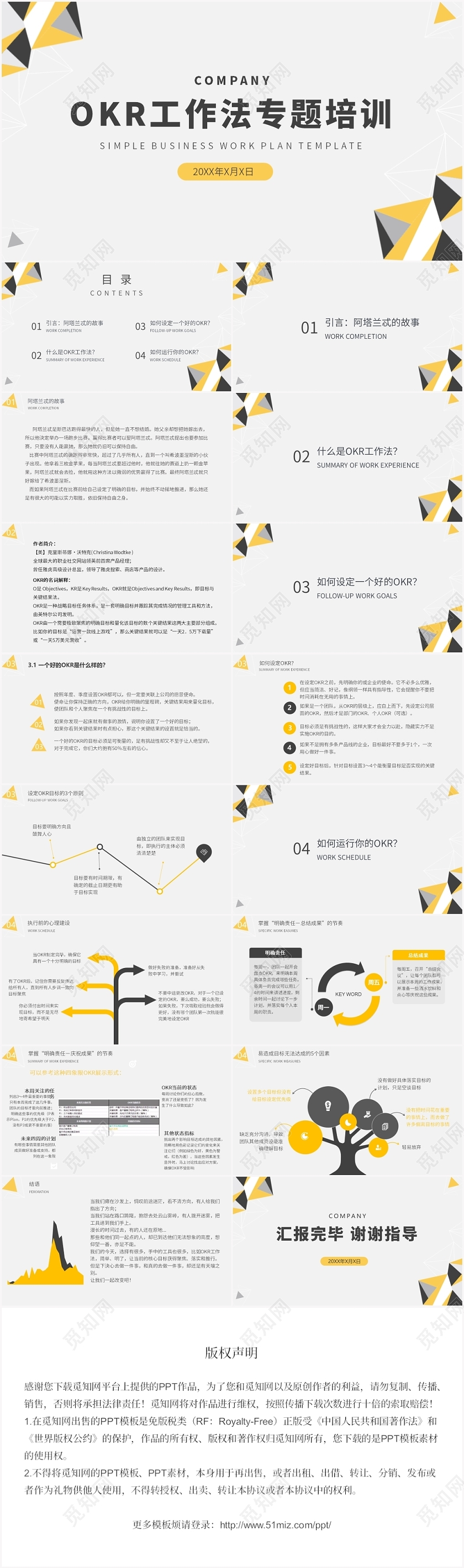 黄色简约风OKROKR工作法专题培训PPT模板
