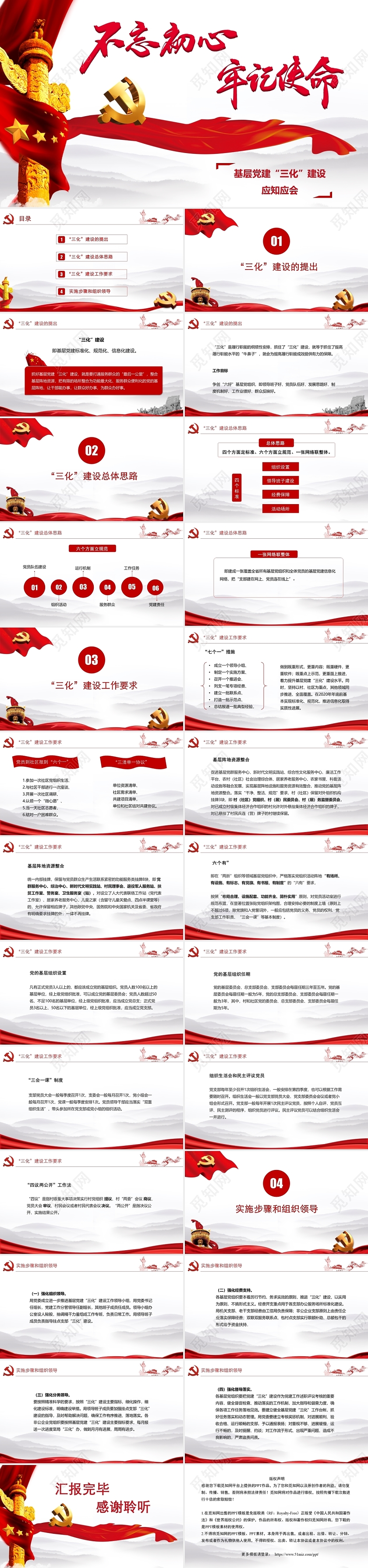 红色党政风党建三化建设党课PPT模板