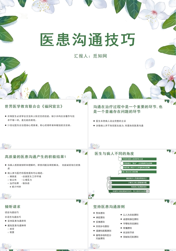 绿色医患沟通技巧培训PPT模板