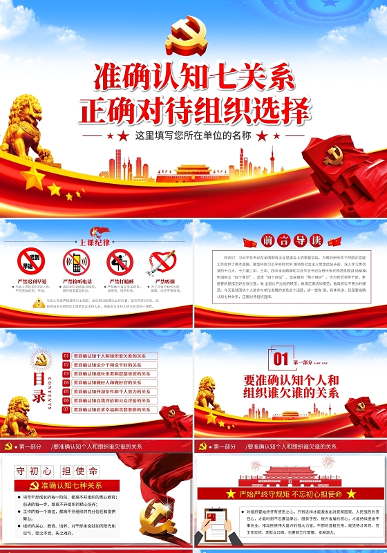 党政党建党课准确认知七关系正确对待组织选择PPT模板
