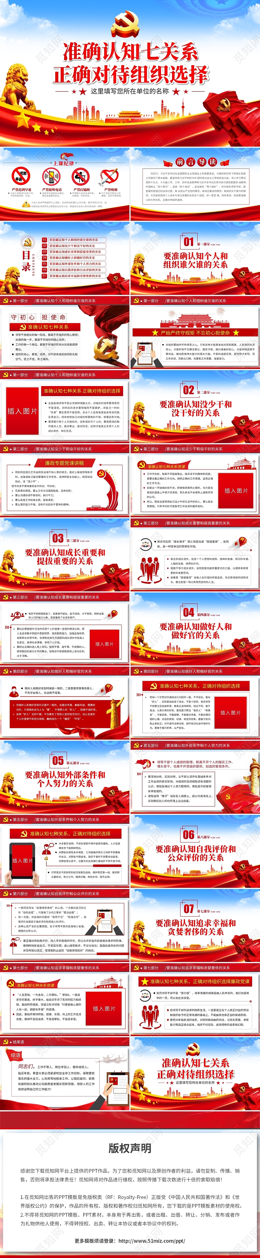 党政党建党课准确认知七关系正确对待组织选择PPT模板