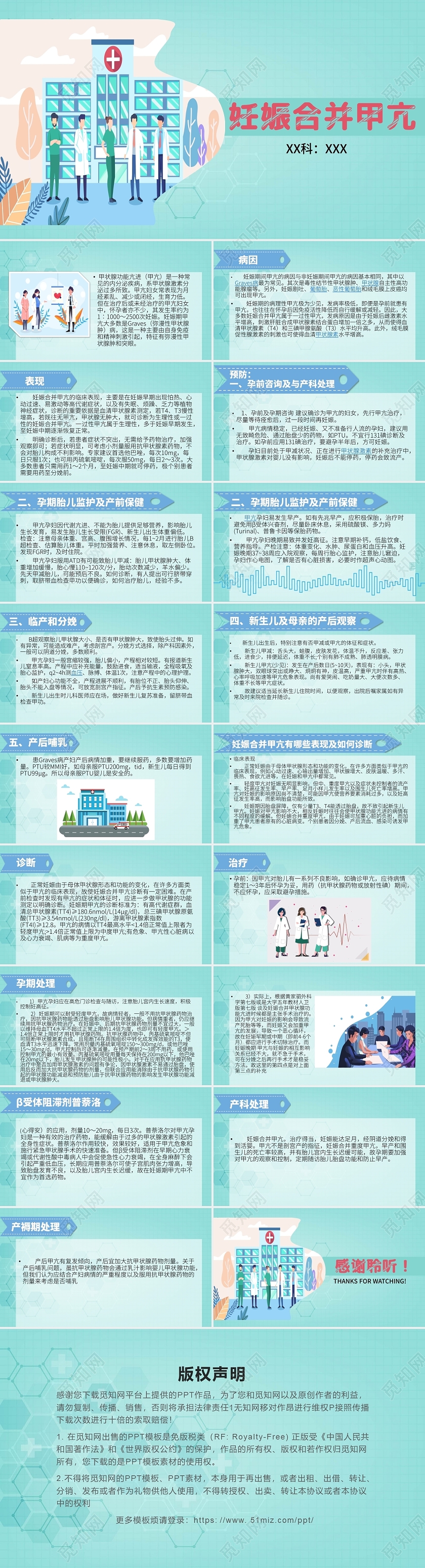 淡绿色简约风妊娠合并甲亢医疗PPT甲亢危象护理查房