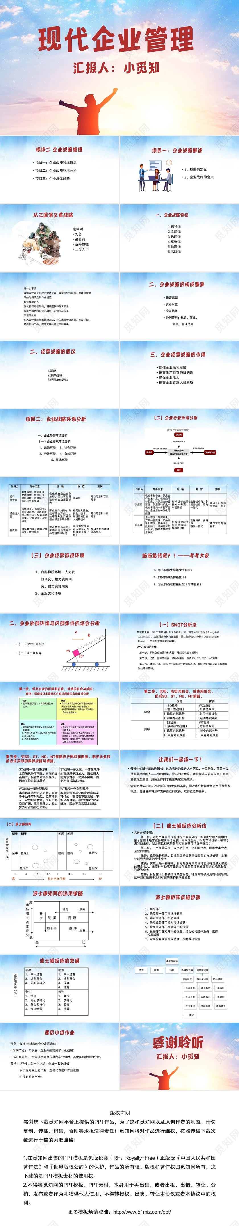 蓝色商务励志现代企业管理战略管理PPT模板