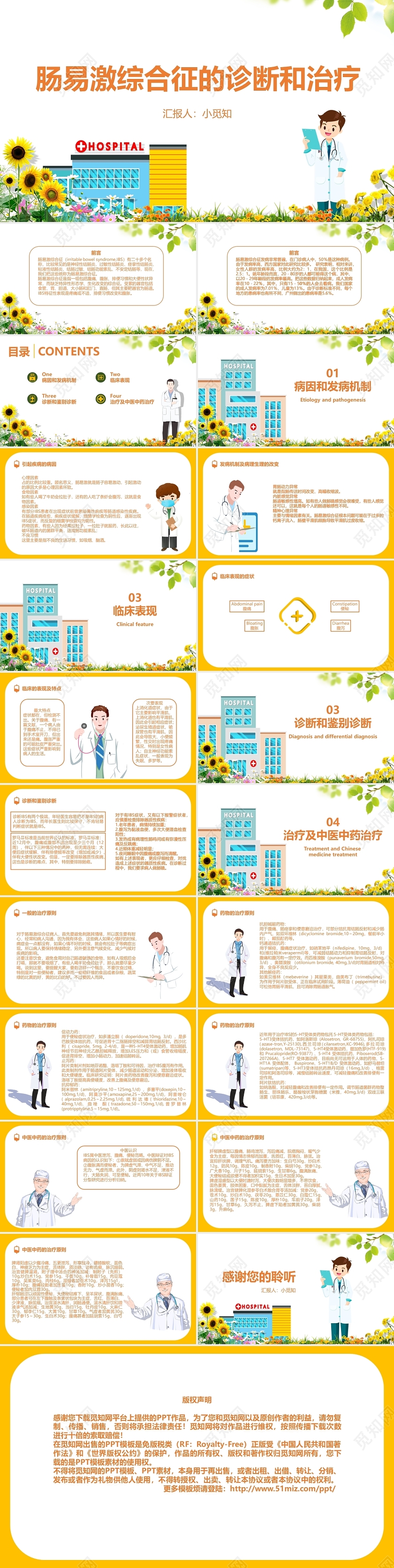 黄色 简约 卡通 医疗护理课件类ppt肠易激综合征护理查房