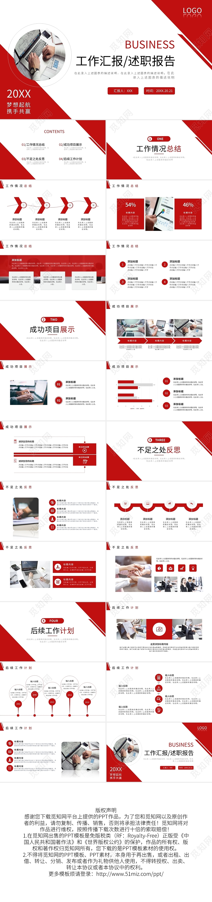 红色商务工作汇报述职报告PPT模板宣传PPT动态PPT2021年终总结工作汇报总结