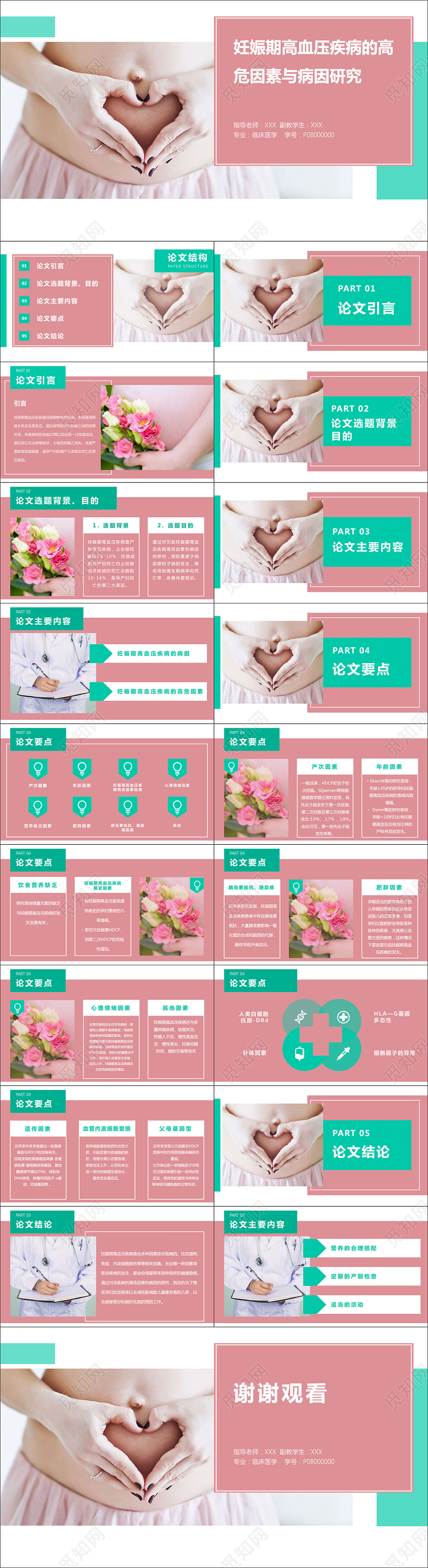 粉色简洁风格妊娠期高血压护理查房医疗课件ppt