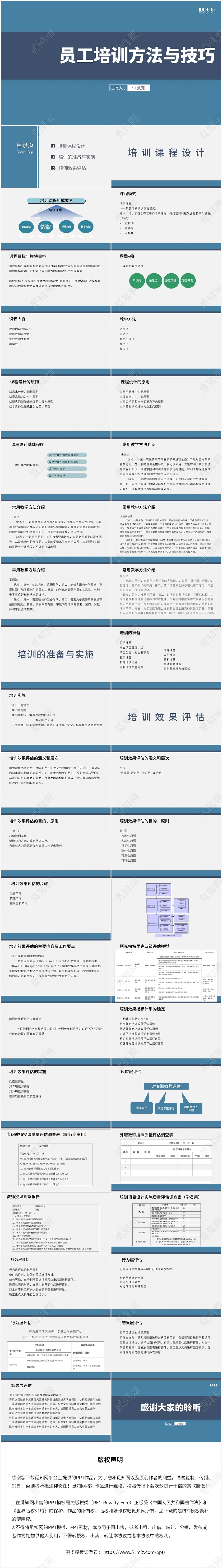 蓝色简约风员工培训员工培训方法与技巧PPT模板