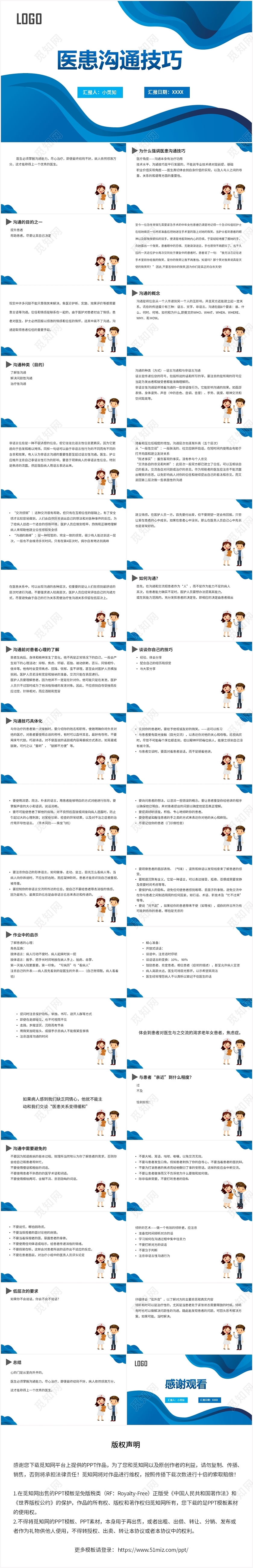 蓝色商务风医患沟通医患沟通技巧PPT模板