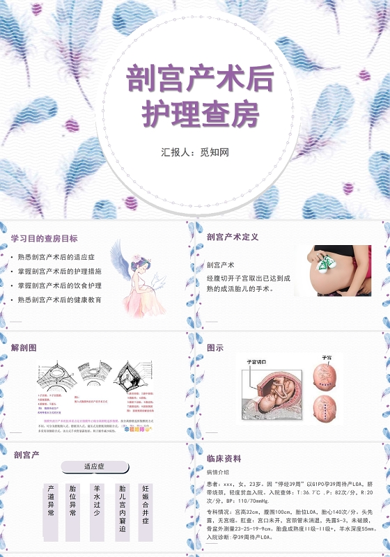 紫色剖宫产术后护理查房剖宫产护理查房ppt