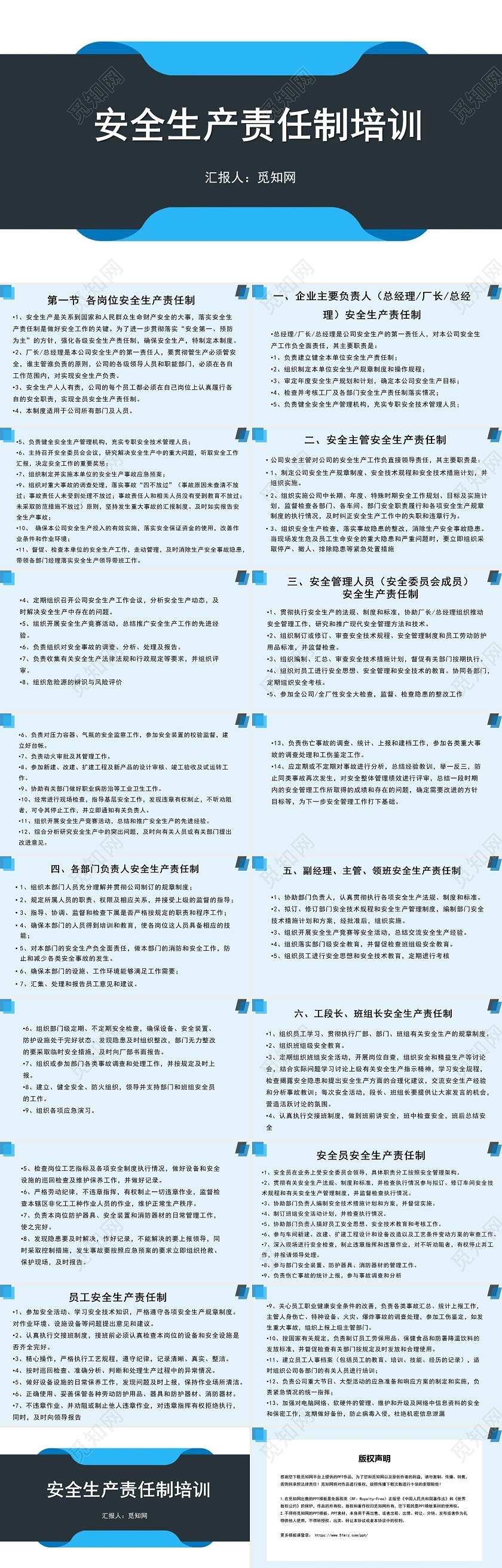 蓝色安全生产责任制度安全生产责任制培训