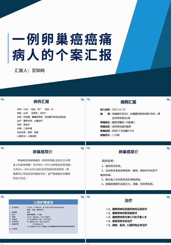 一例卵巢癌癌痛病人的个案汇报卵巢癌护理查房